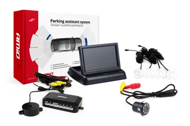 AMIO Parking senzori x4, bijeli, 22 mm, TFT02 4,3", buzzer, HD-308-LED kamera za rikverc